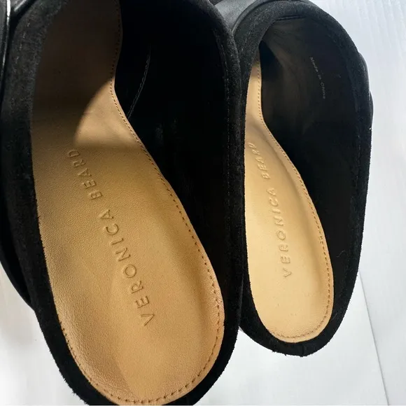Veronica Beard Dacey Black Suede Leather Mule Clogs Size 7