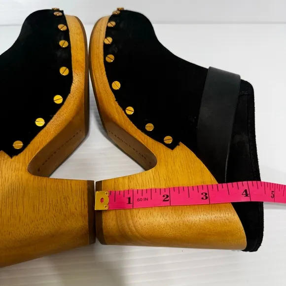 Veronica Beard Dacey Black Suede Leather Mule Clogs Size 7