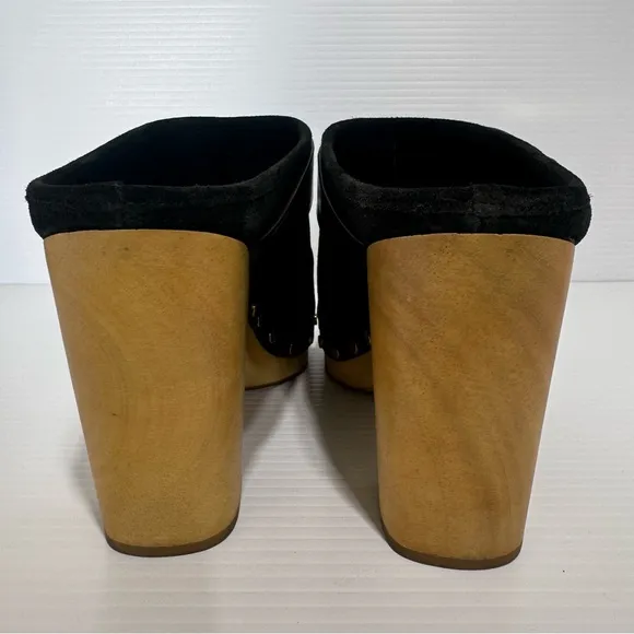 Veronica Beard Dacey Black Suede Leather Mule Clogs Size 9 1/2