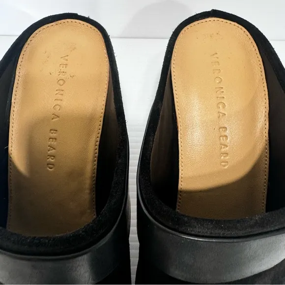Veronica Beard Dacey Black Suede Leather Mule Clogs Size 9 1/2