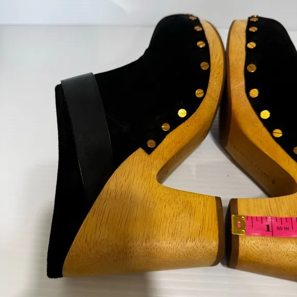 Veronica Beard Dacey Black Suede Leather Mule Clogs Size 9 1/2