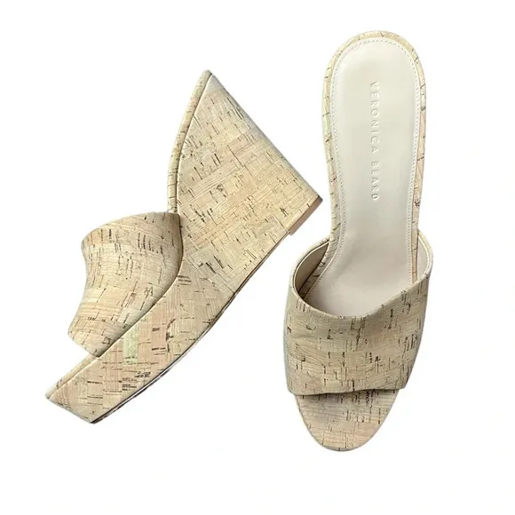 Veronica Beard Dali Cork Platform Wedge Mules