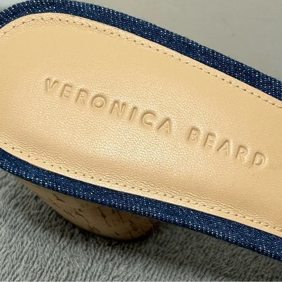 Veronica Beard Dali Platform Chunky Heel Mules Womens Size 10.5 Blue