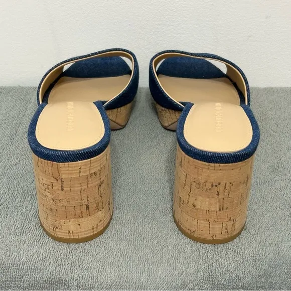 Veronica Beard Dali Platform Chunky Heel Mules Womens Size 10.5 Blue