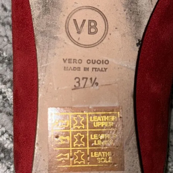Veronica Beard GREYSON SUEDE W/ METALLICCHERRY/GOLD Size 37.5 US 7.5