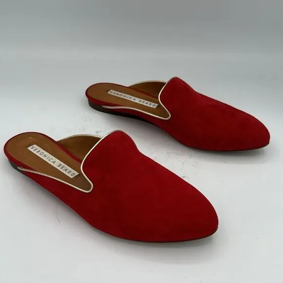 Veronica Beard GREYSON SUEDE W/ METALLICCHERRY/GOLD Size 37.5 US 7.5