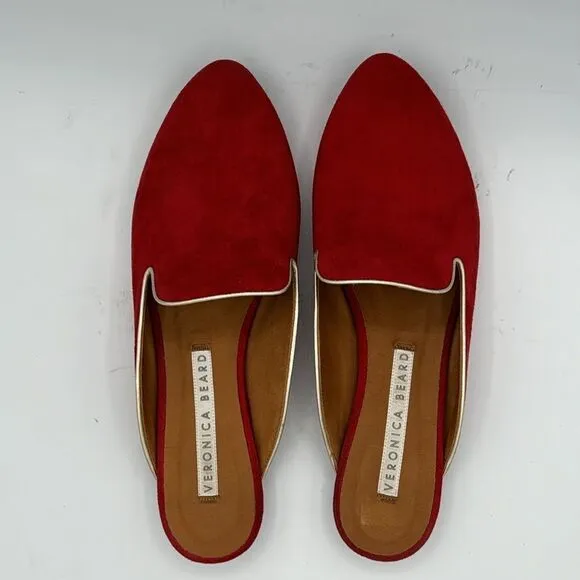 Veronica Beard GREYSON SUEDE W/ METALLICCHERRY/GOLD Size 37.5 US 7.5