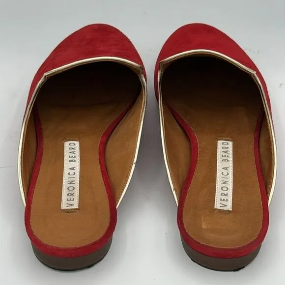 Veronica Beard GREYSON SUEDE W/ METALLICCHERRY/GOLD Size 37.5 US 7.5