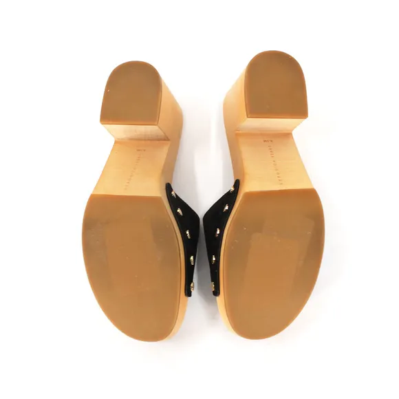 Veronica Beard Hannalee Clogs LIKE NEW Black Suede Wood Block Heel Platform 6.5
