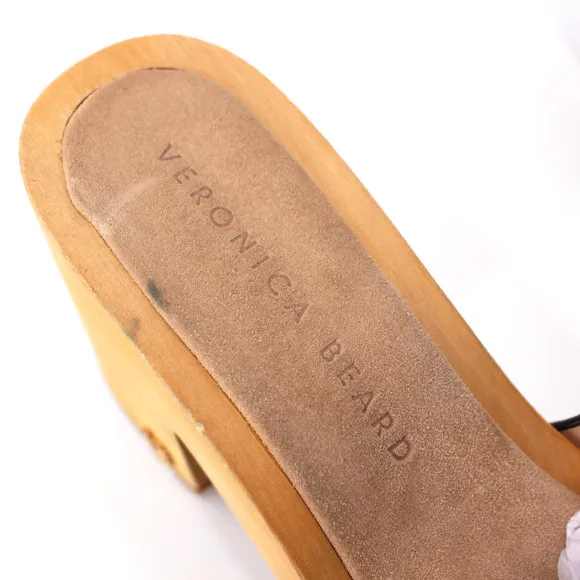 Veronica Beard Hannalee Clogs LIKE NEW Black Suede Wood Block Heel Platform 6.5