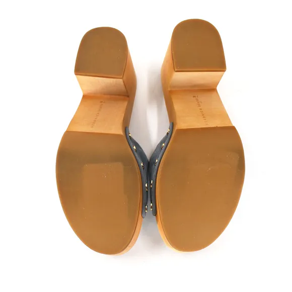 Veronica Beard Hannalee Suede Clogs NEW Blue Wood Block Heel Platform Size 7