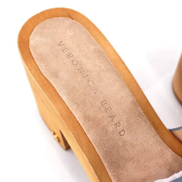 Veronica Beard Hannalee Suede Clogs NEW Blue Wood Block Heel Platform Size 7