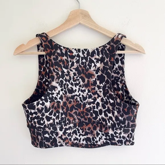 Veronica Beard Malea Leopard Sports Bra In Brown Multi Size Medium