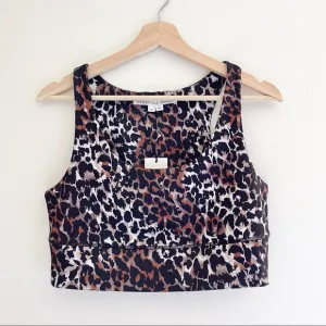 Veronica Beard Malea Leopard Sports Bra In Brown Multi Size Medium