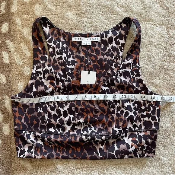Veronica Beard Malea Leopard Sports Bra In Brown Multi Size Medium