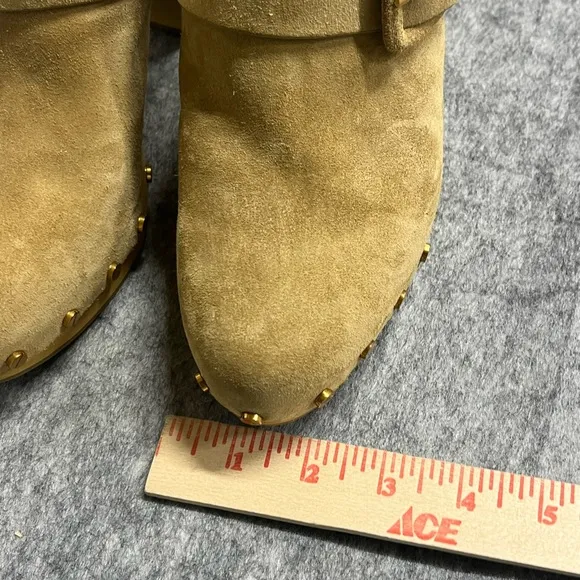 Veronica Beard Tan Mules with Wooden Heel