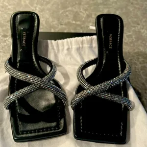 Versace rhinestone mules