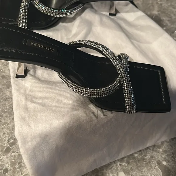 Versace rhinestone mules