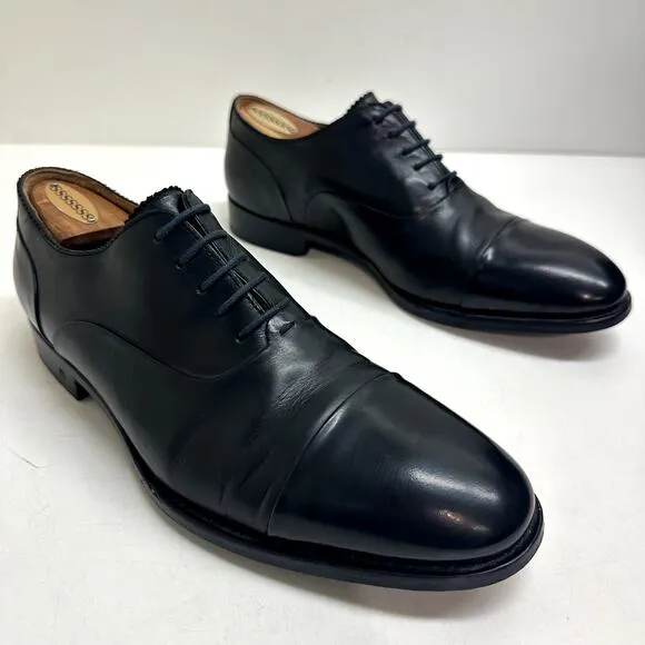 VERY GOOD PS Paul Smith Black Calfskin Cap Toe Oxfords Made in Italy UK 8 / US 9