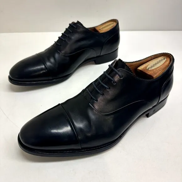 VERY GOOD PS Paul Smith Black Calfskin Cap Toe Oxfords Made in Italy UK 8 / US 9