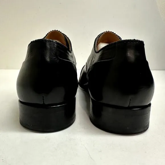 VERY GOOD PS Paul Smith Black Calfskin Cap Toe Oxfords Made in Italy UK 8 / US 9