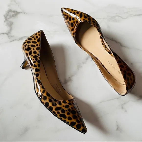 Via Spiga Animal Print Kitten Heels- 8