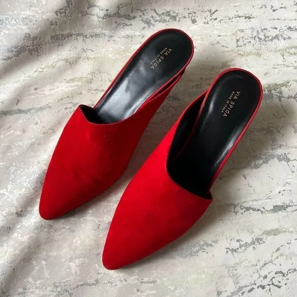 Via Spiga Freya Red asymmetrical kitten heels
