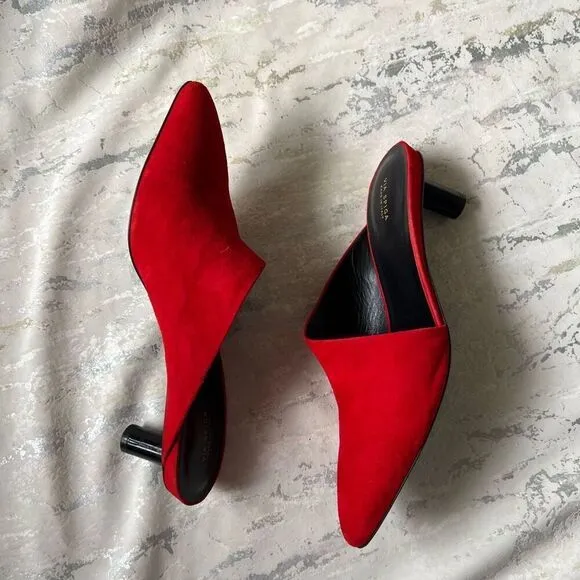 Via Spiga Freya Red asymmetrical kitten heels