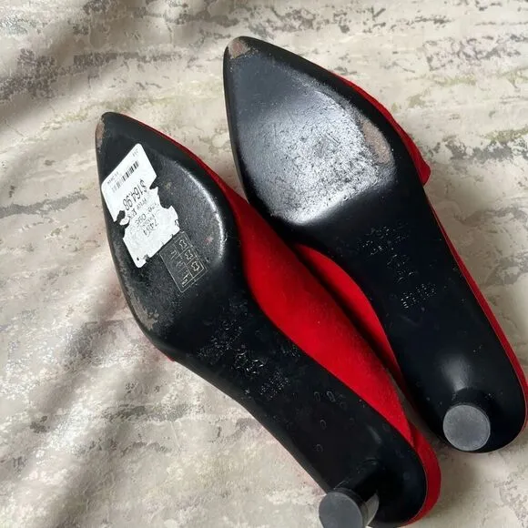 Via Spiga Freya Red asymmetrical kitten heels