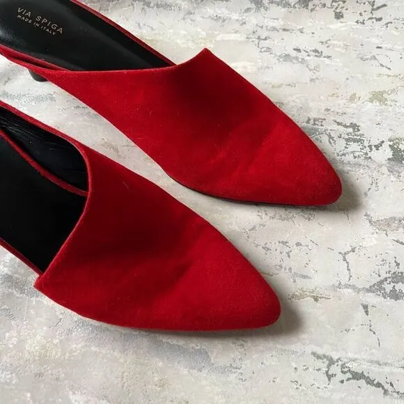 Via Spiga Freya Red asymmetrical kitten heels