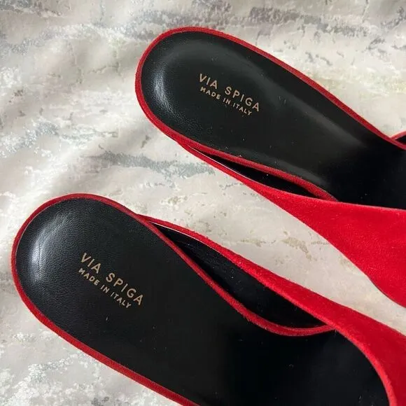 Via Spiga Freya Red asymmetrical kitten heels