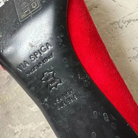 Via Spiga Freya Red asymmetrical kitten heels