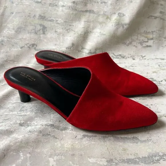 Via Spiga Freya Red asymmetrical kitten heels