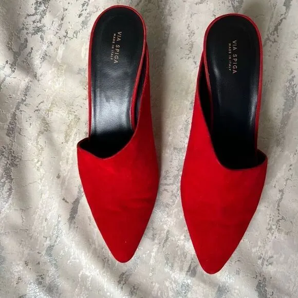 Via Spiga Freya Red asymmetrical kitten heels