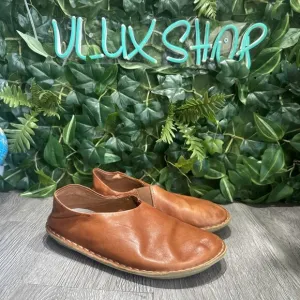 VIBAe Roma Unisex Slip On Shoe 38 Round  Slip-On Flat Mules Leather Cognac