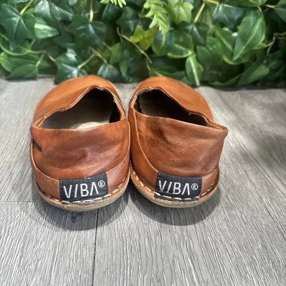 VIBAe Roma Unisex Slip On Shoe 38 Round  Slip-On Flat Mules Leather Cognac