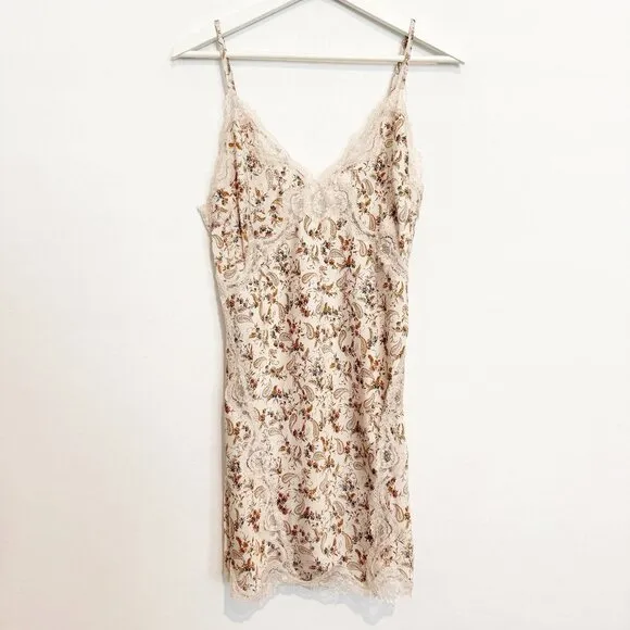 Victoria’s Secret Lace Floral Paisley Satin Mini Adjustable Slip Dress 90s Large