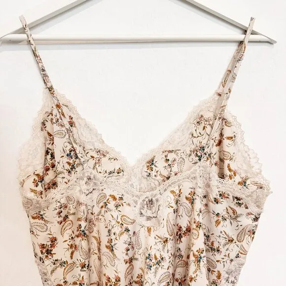 Victoria’s Secret Lace Floral Paisley Satin Mini Adjustable Slip Dress 90s Large