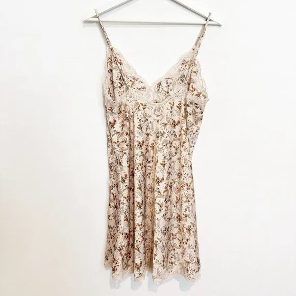 Victoria’s Secret Lace Floral Paisley Satin Mini Adjustable Slip Dress 90s Large