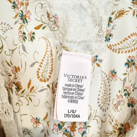 Victoria’s Secret Lace Floral Paisley Satin Mini Adjustable Slip Dress 90s Large