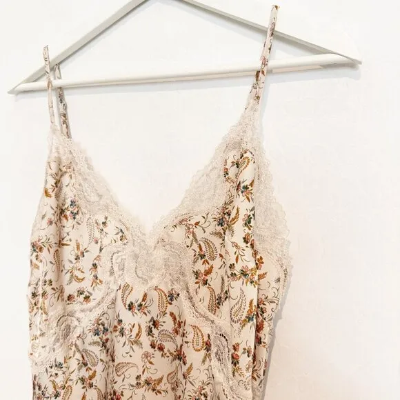 Victoria’s Secret Lace Floral Paisley Satin Mini Adjustable Slip Dress 90s Large