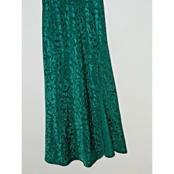 Victoria's Secret Nightgown Slip Dress Medium Vintage Gold  Green Satin Beaded