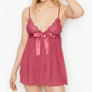 Victoria’s Secret Very Sexy Pleated Babydoll Slip Dress Lingerie Pink Size M NEW