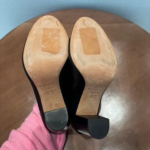 Vince Aloea Black Leather Heeled Mules, Size 10