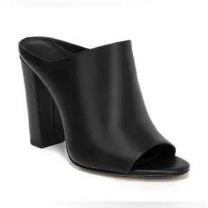 Vince Aloea Black Leather Heeled Mules, Size 10