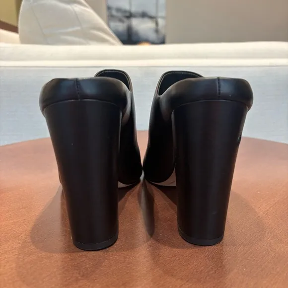 Vince Aloea Black Leather Heeled Mules, Size 10