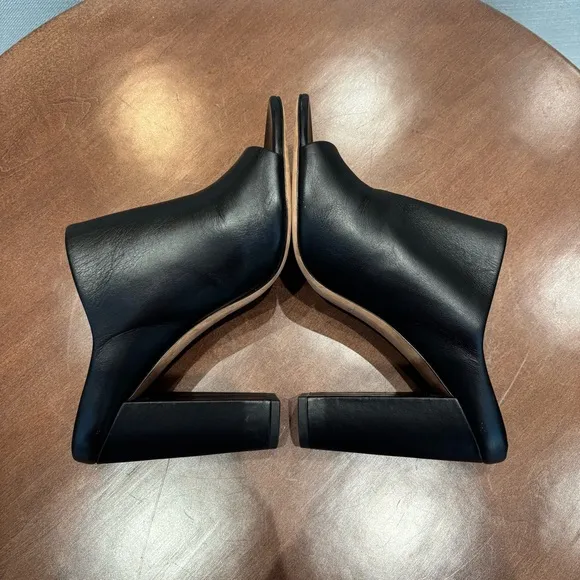 Vince Aloea Black Leather Heeled Mules, Size 10