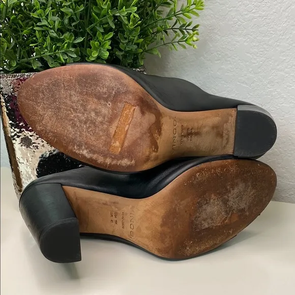 Vince Aloral Heeled Leather Mules Black Size 11