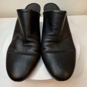 Vince Black Leather 3” Block Heel Mules, Size 6