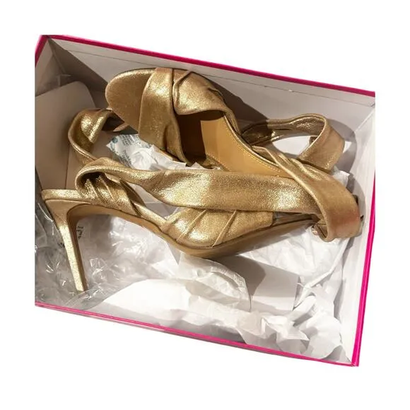 Vince Camuto Anyria Slingback Heels Beige Egyptian Gold Metallic Size 9M NWB